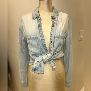 Rails lightning bolt ombré denim button up shirt